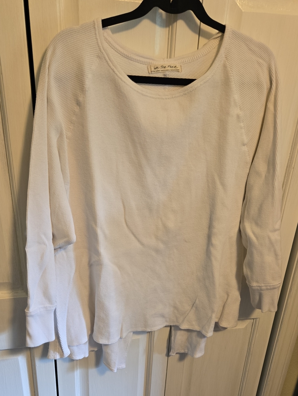 Free People Women's White Thermal Long Sleeve Top